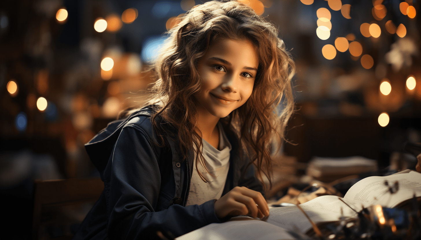 GoITeens - goit. 10 years old girl with books and laptop studio photo 4K 7c517711 325e 4c9f b655 c8c5c25f7f98