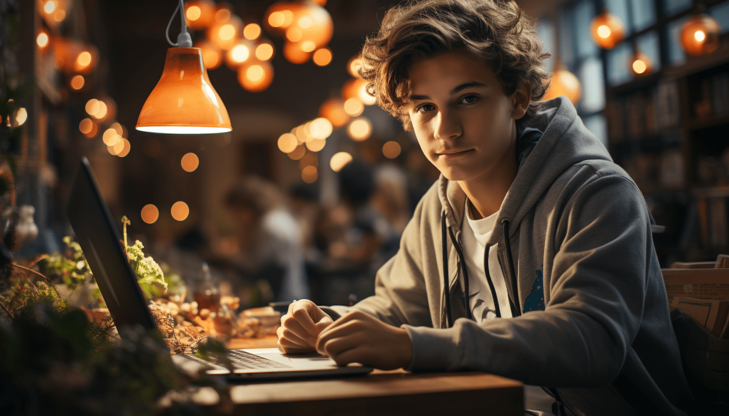 GoITeens - goit. teenager sitting in the library with laptop studio photo 461e3a77 470b 4d5d 9826 183c861b04c8