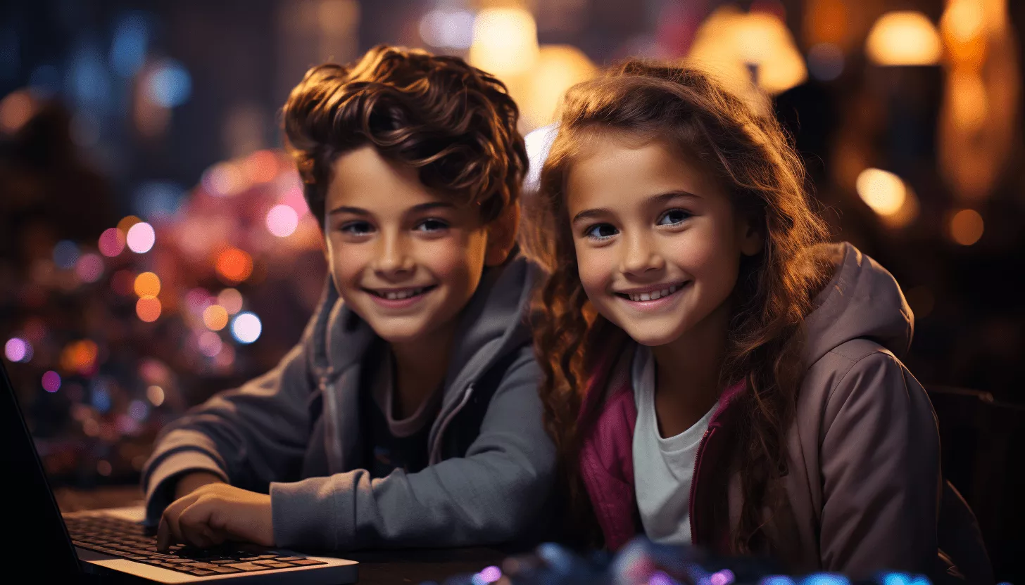 13-years old children with laptops
